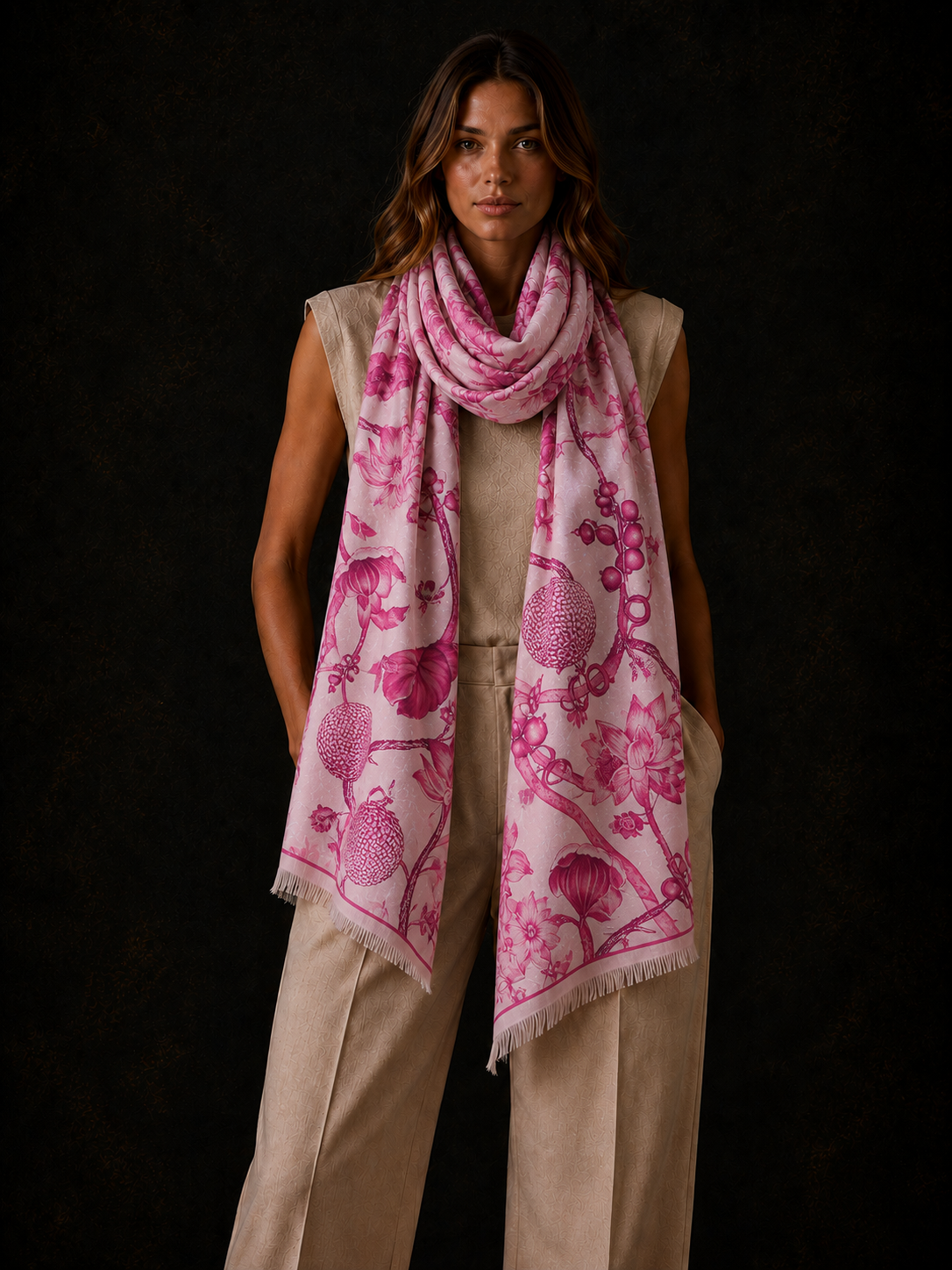 BOTANICAL CASHMERE SCARF - PIXIE