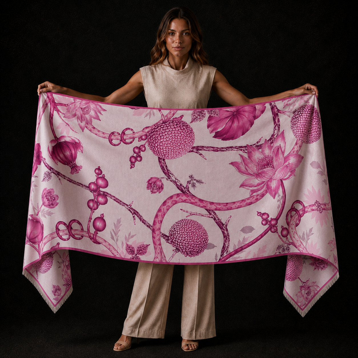 BOTANICAL CASHMERE SCARF - PIXIE