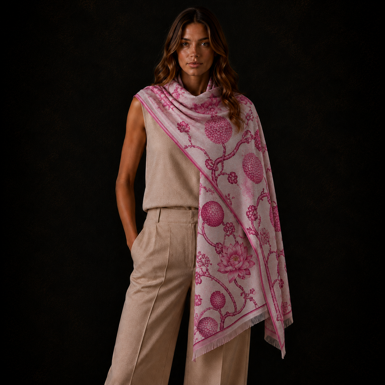 BOTANICAL CASHMERE SCARF - PIXIE