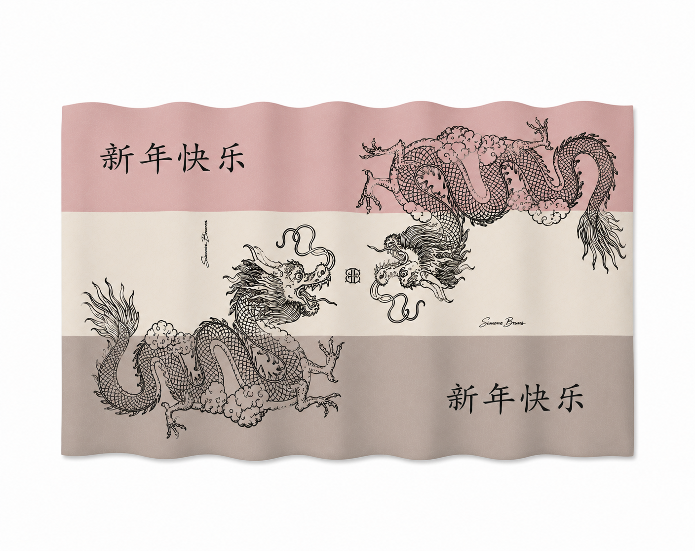 CHINESE DRAGON CASHMERE SCARF - NATURE TONES