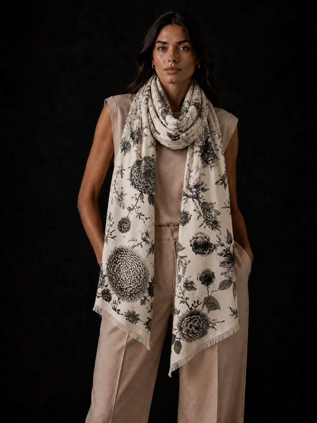 FLOWER EXPLOSION CASHMERE - CHALK