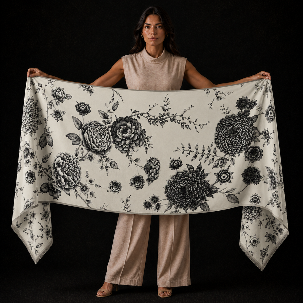 FLOWER EXPLOSION CASHMERE - CHALK