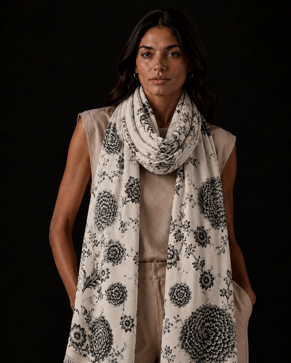 FLOWER EXPLOSION CASHMERE - CHALK
