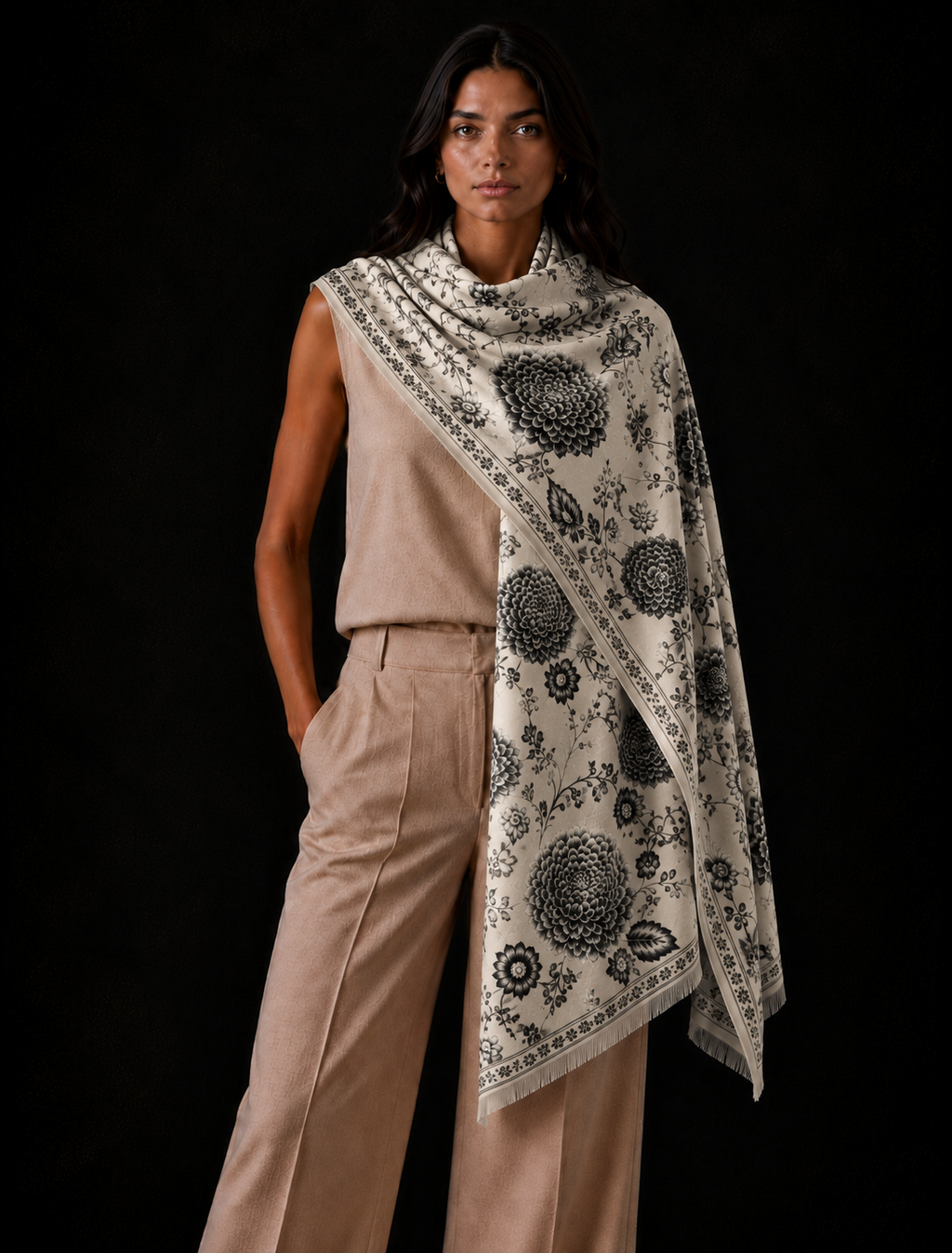 FLOWER EXPLOSION CASHMERE - CHALK