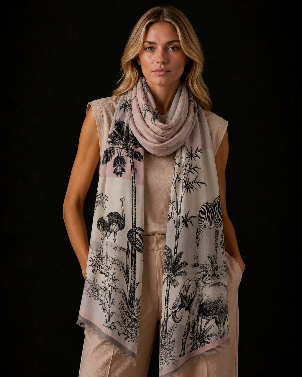 SAFARI CASHMERE SCARF - NATURE TONES