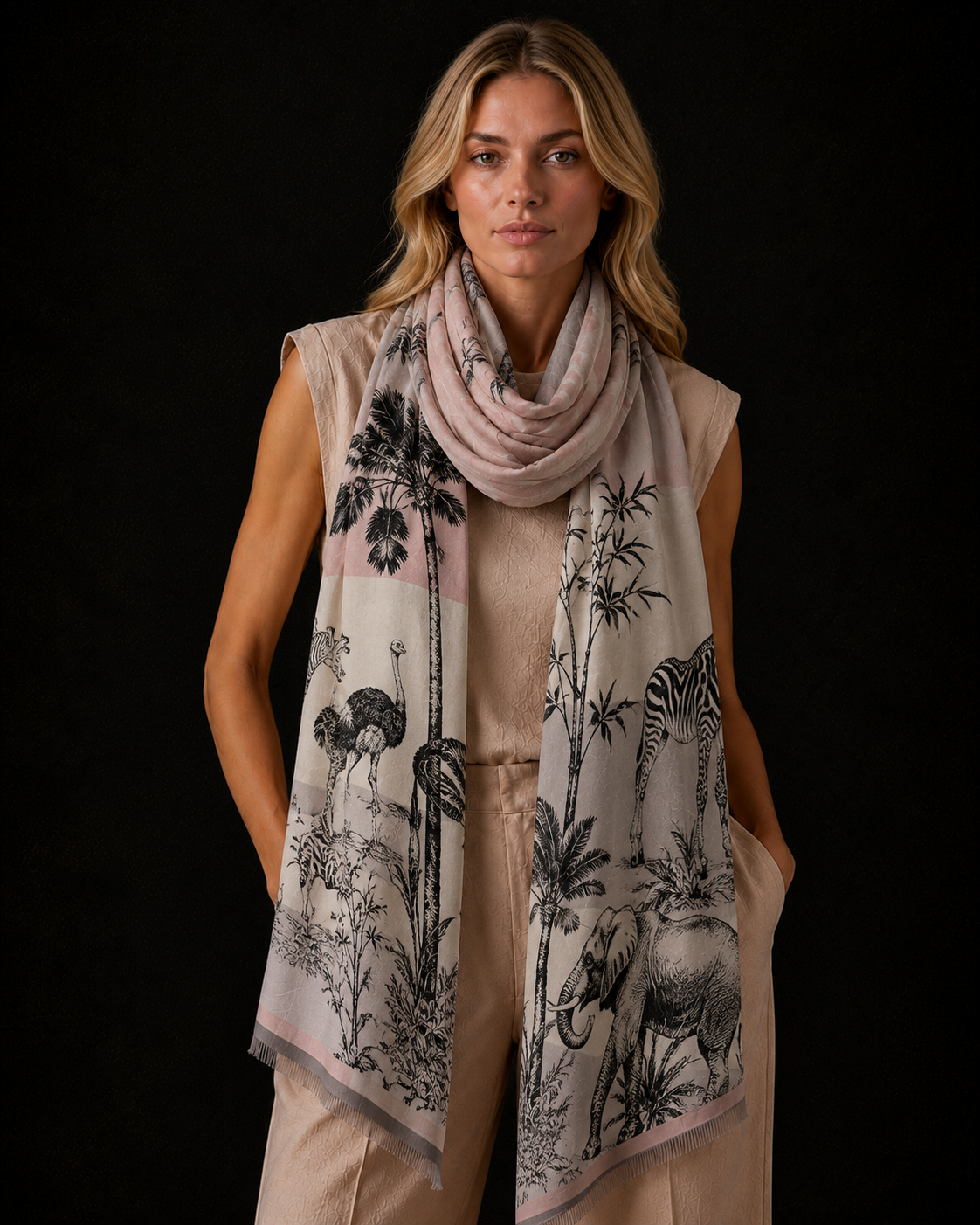SAFARI CASHMERE SCARF - NATURE TONES