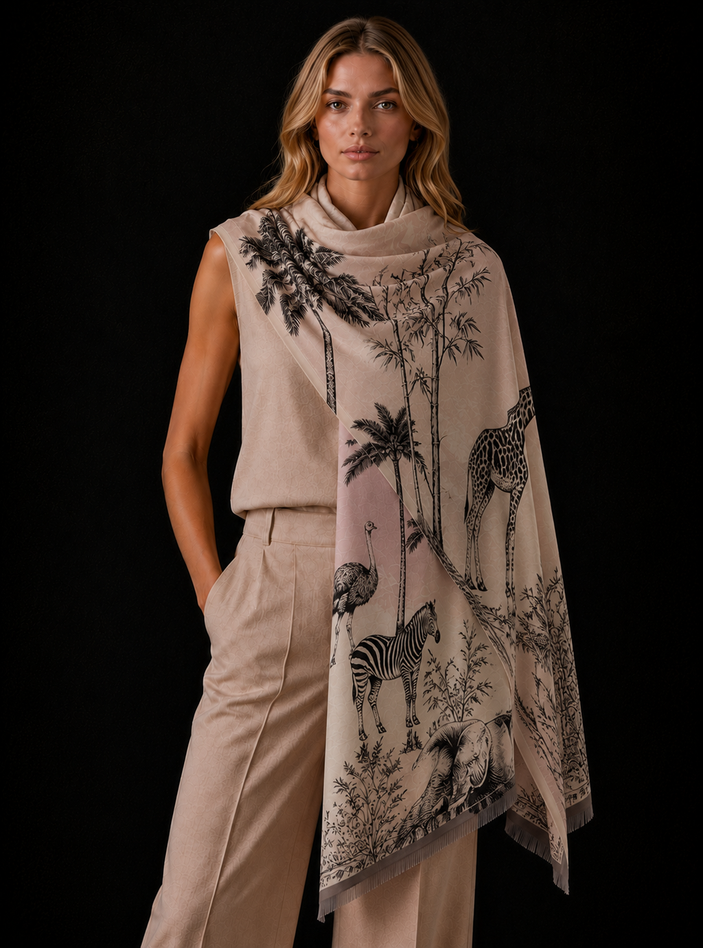 SAFARI CASHMERE SCARF - NATURE TONES