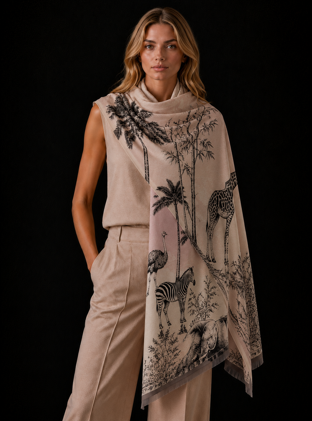 SAFARI CASHMERE SCARF - NATURE TONES