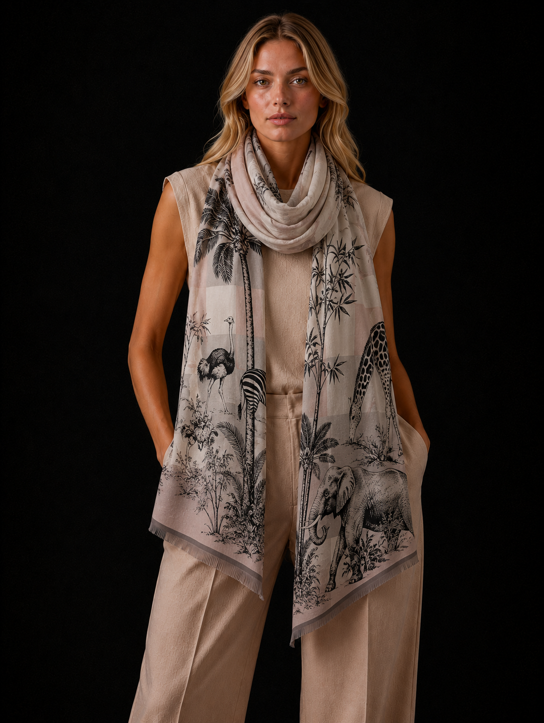 SAFARI CASHMERE SCARF - NATURE TONES