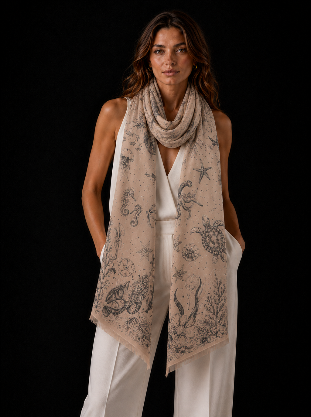 REEF CASHMERE SCARF - WHEAT