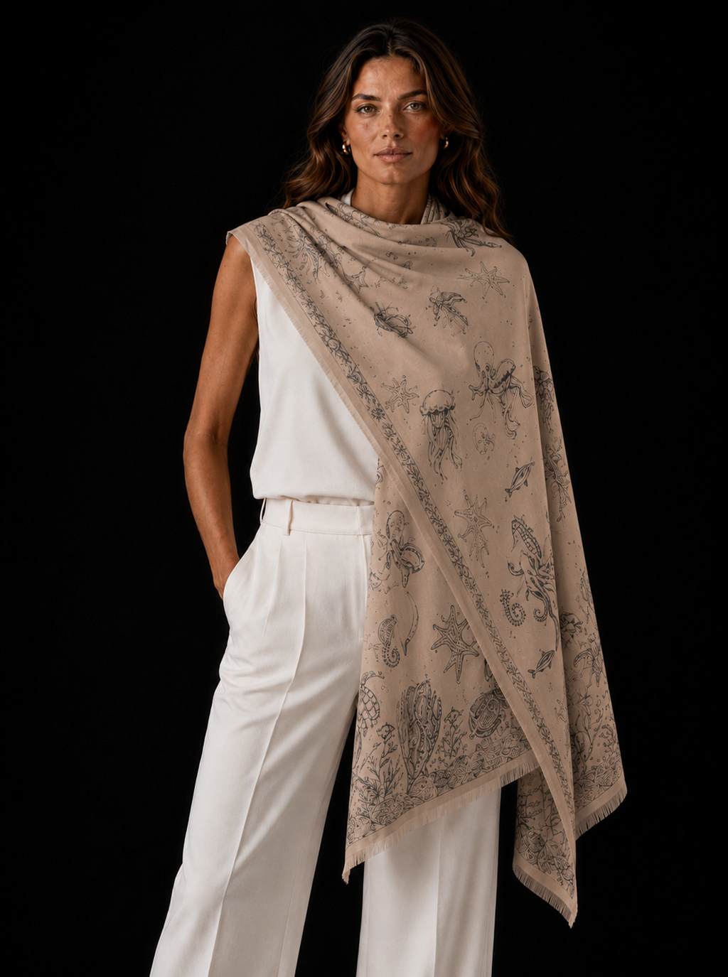 REEF CASHMERE SCARF - WHEAT