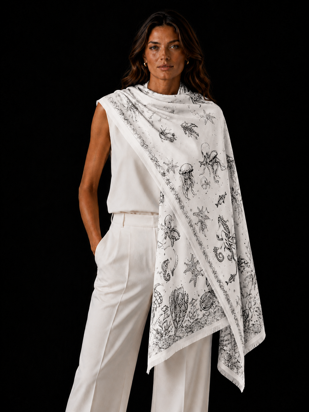 REEF CASHMERE SCARF - CHALK