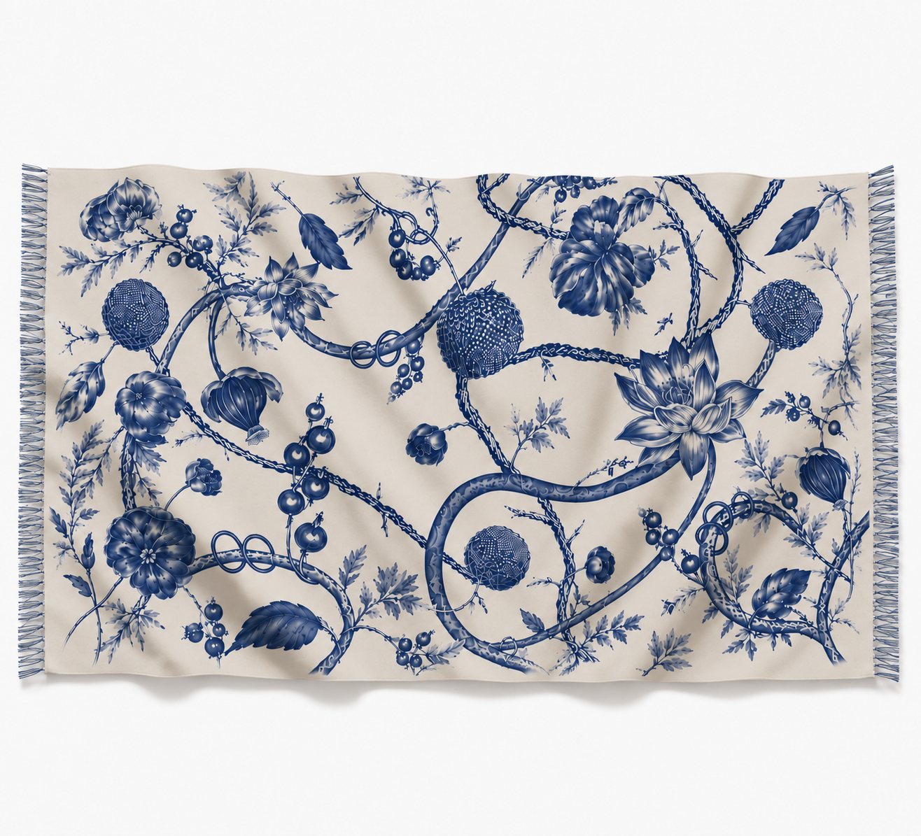 BOTANICAL CASHMERE SCARF - GHOST