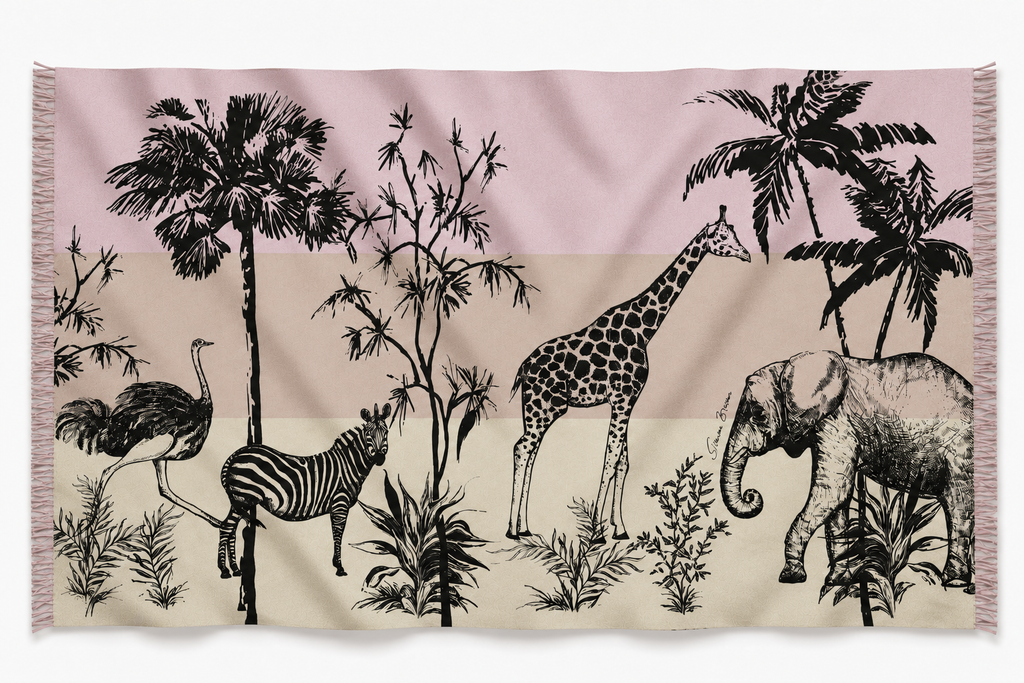 SAFARI CASHMERE SCARF - ROSE TONES
