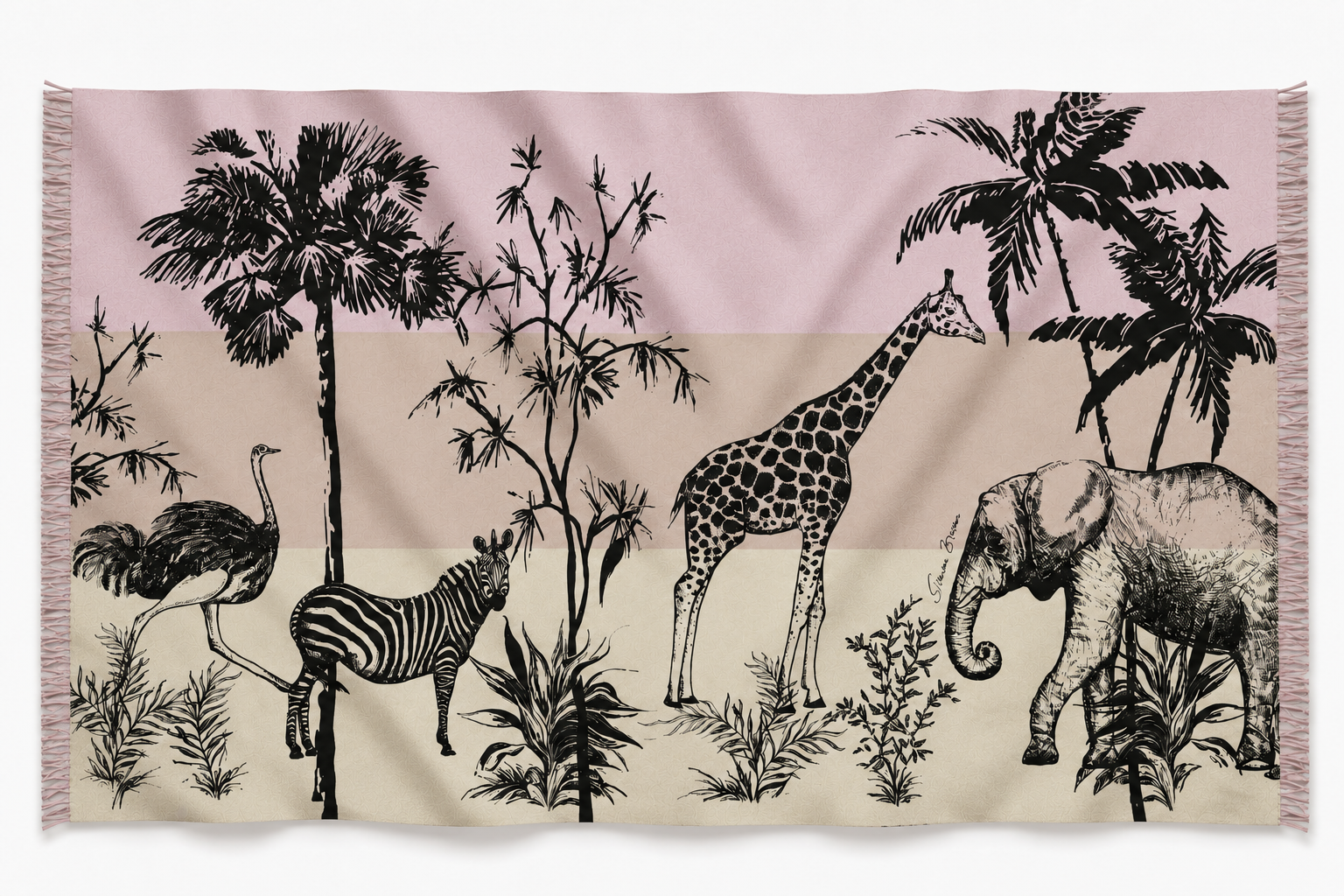 SAFARI CASHMERE SCARF - ROSE TONES