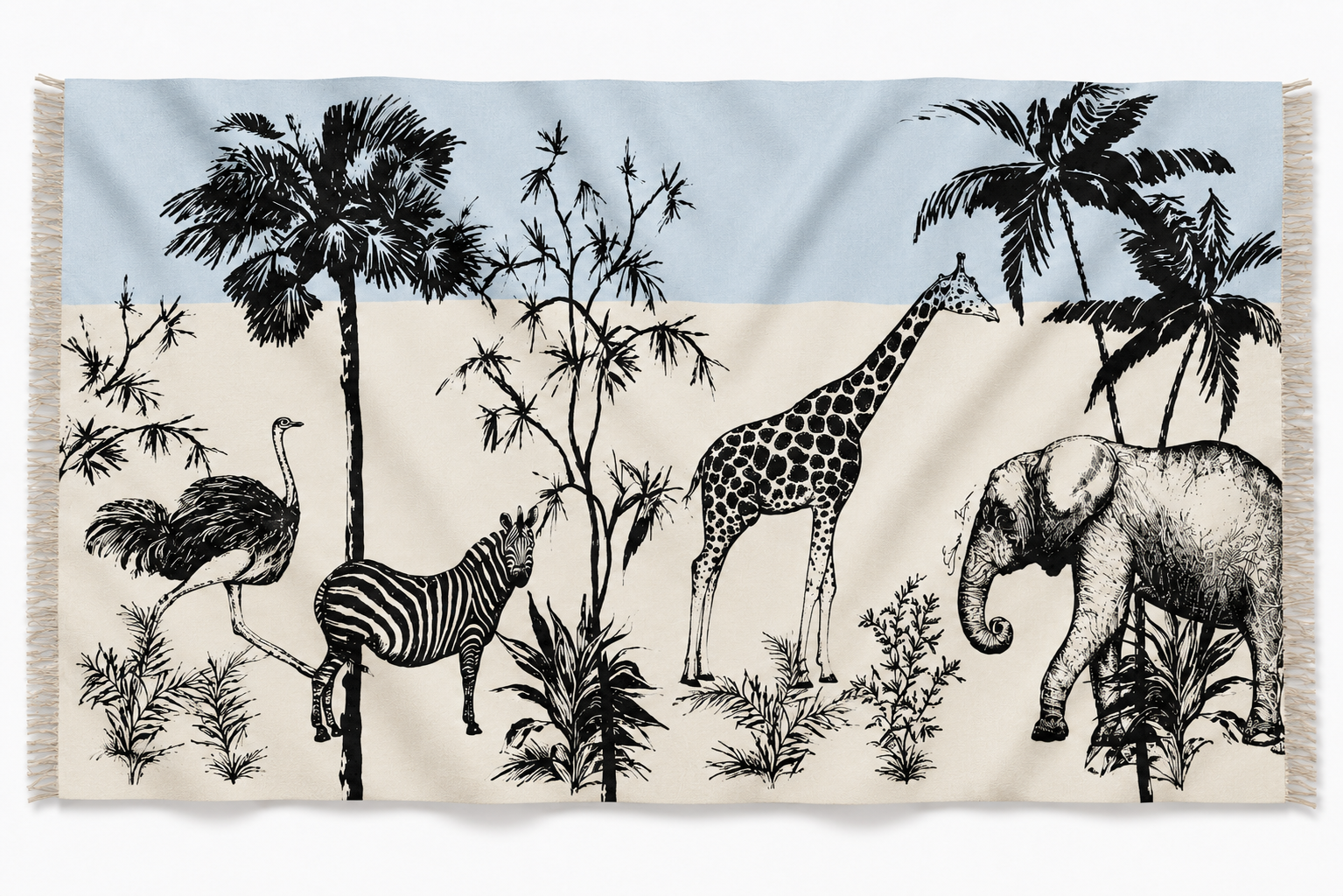 SAFARI CASHMERE SCARF - BLUE TONES