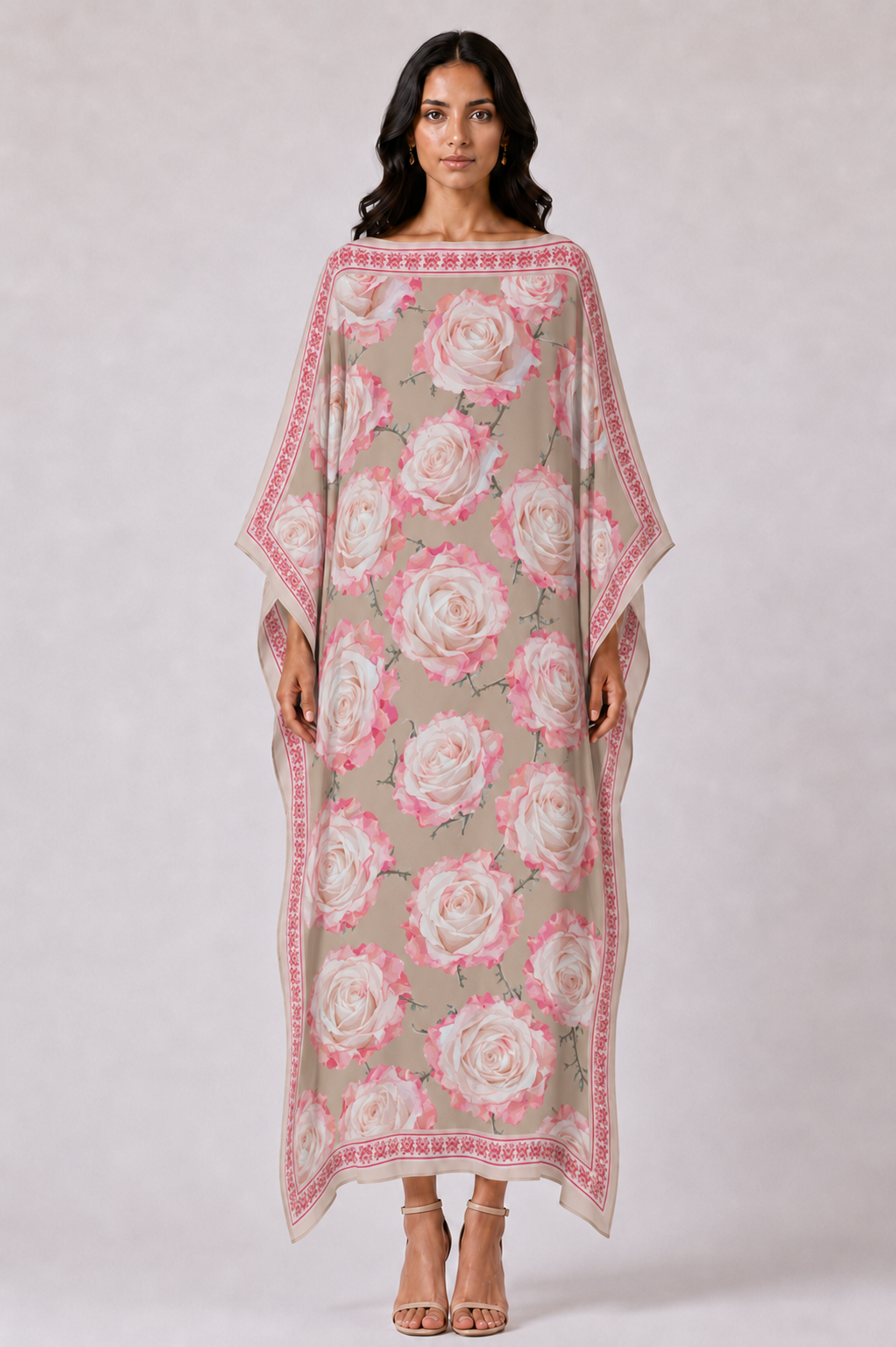 ROSES SILK TUNIC - TAUPE