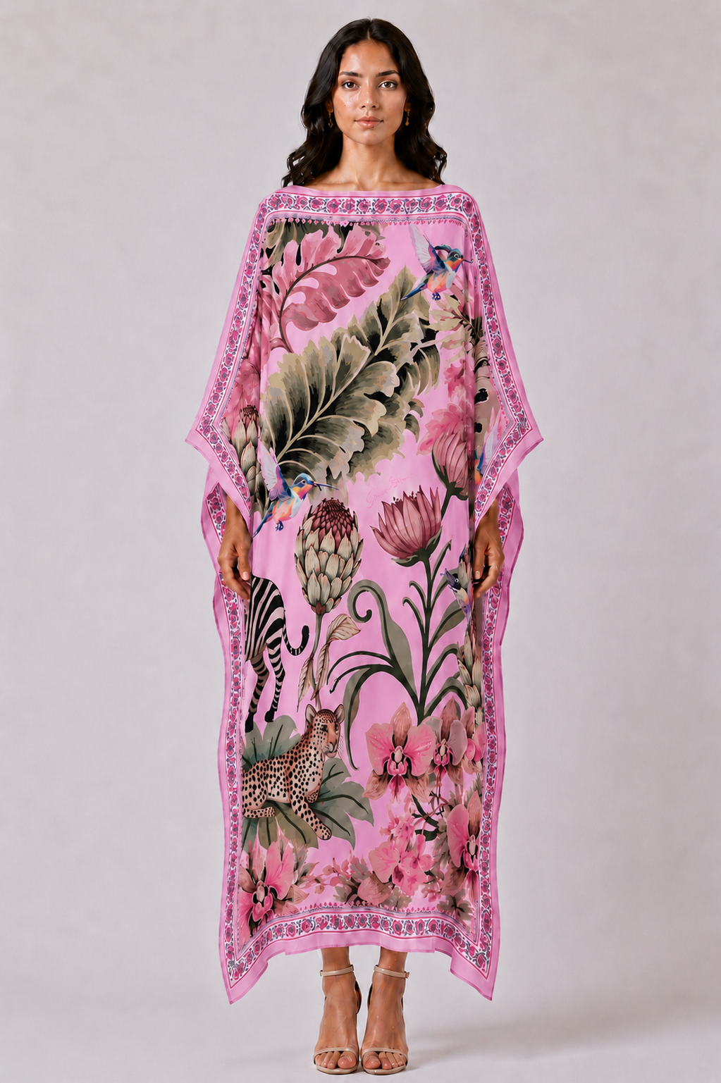 ZEBRA SILK TUNIC - LIGHT ROSE