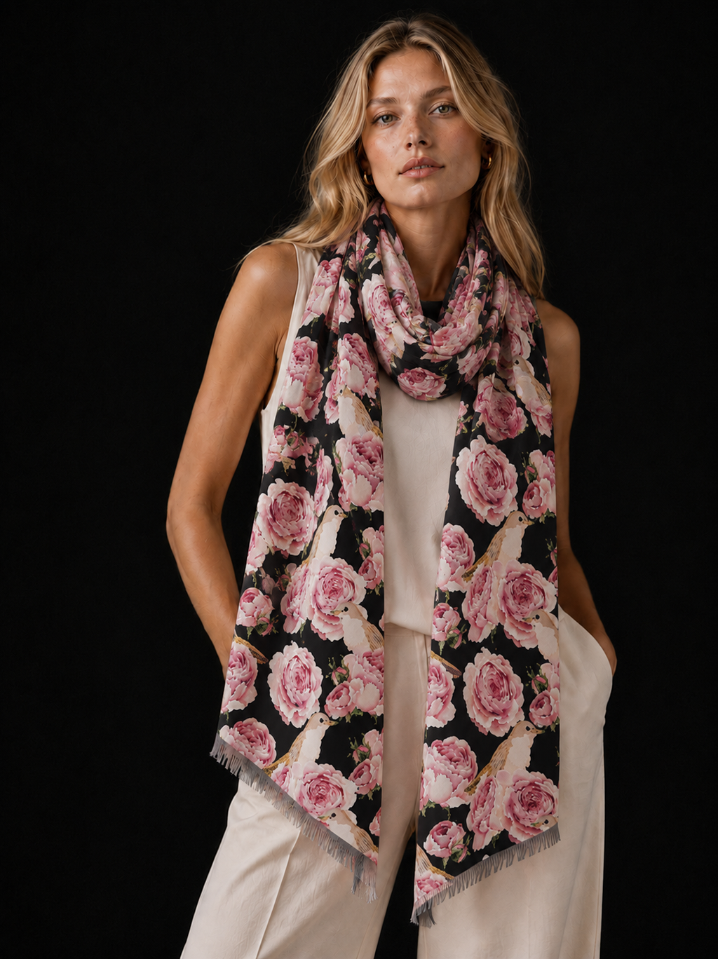 GARDEN CASHMERE SCARF - COMPOST