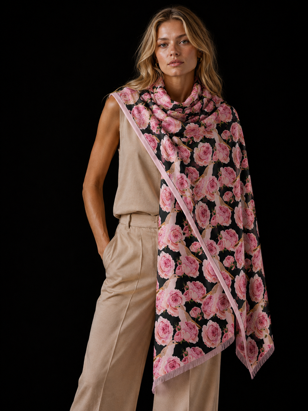 GARDEN CASHMERE SCARF - COMPOST