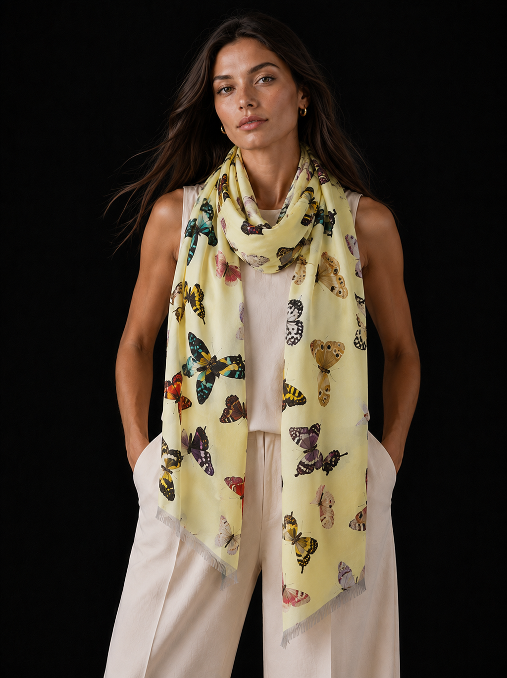 GLOWFLY CASHMERE SCARF - LEMON