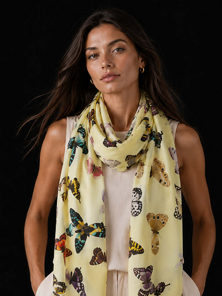 GLOWFLY CASHMERE SCARF - LEMON