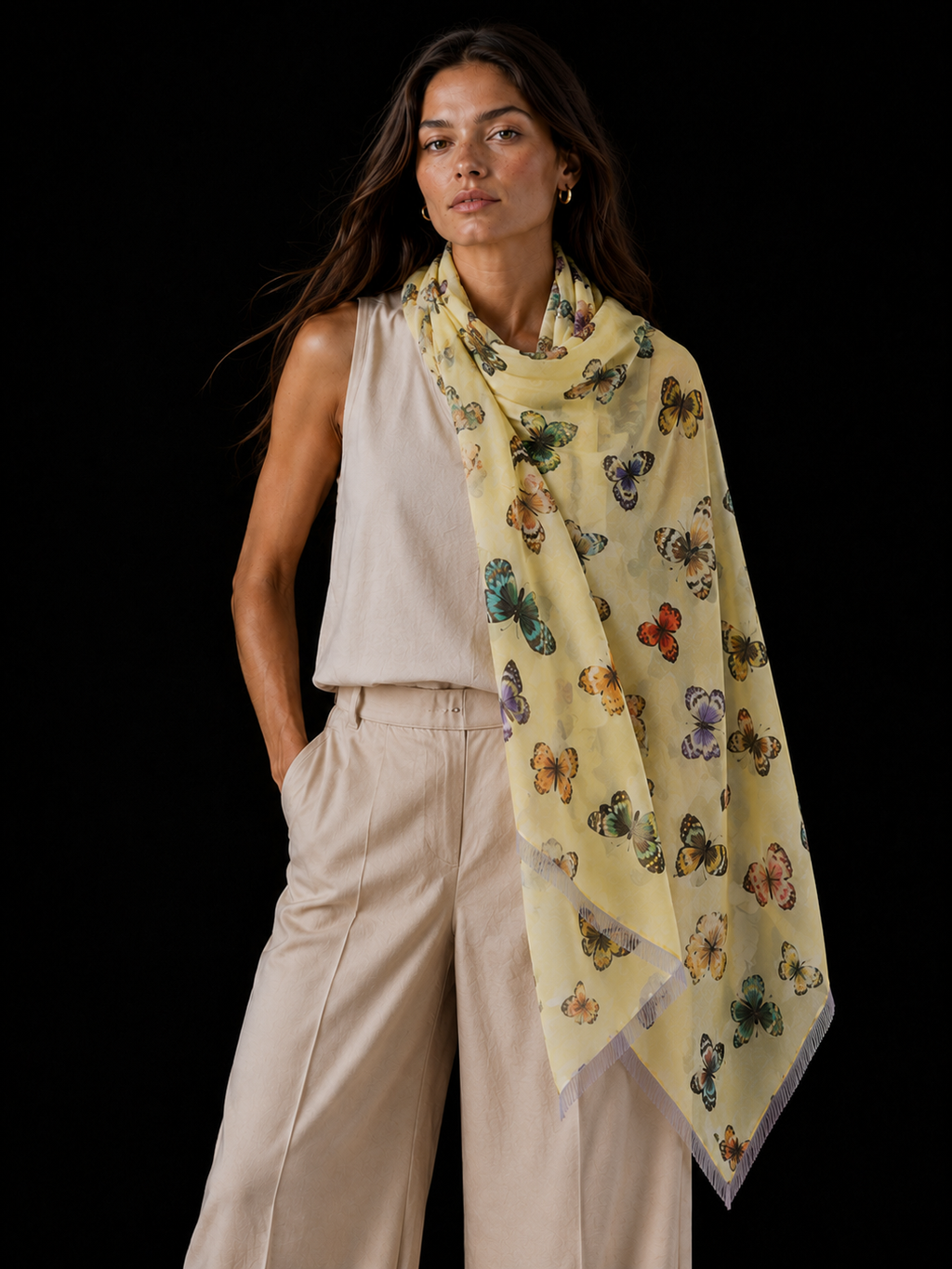 GLOWFLY CASHMERE SCARF - LEMON