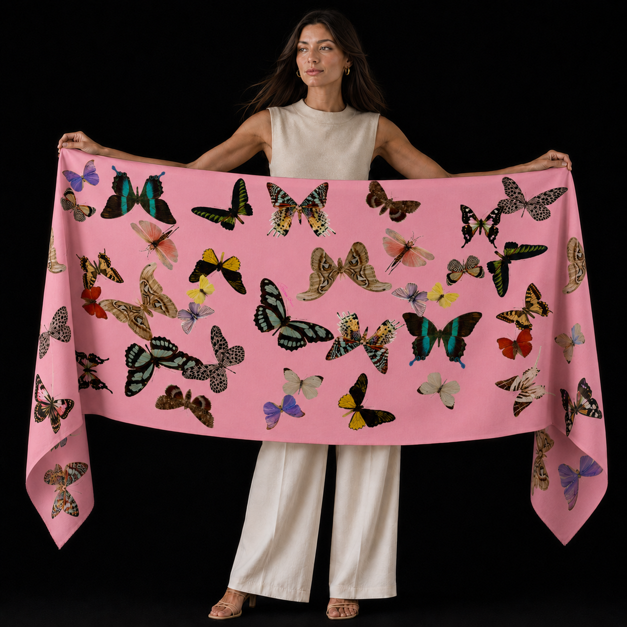 GLOWFLY CASHMERE SCARF - LIGHT CORAL