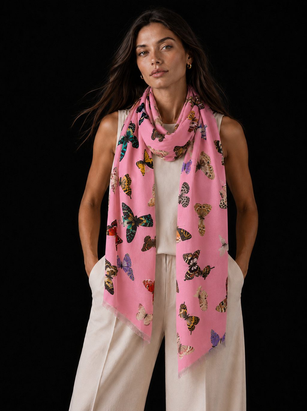 GLOWFLY CASHMERE SCARF - LIGHT CORAL