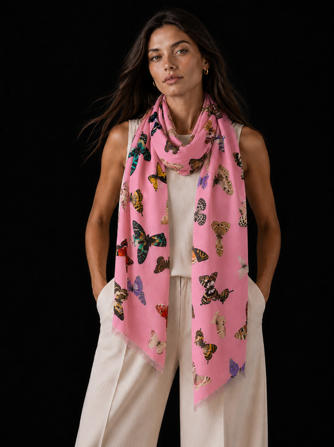 GLOWFLY CASHMERE SCARF - LIGHT CORAL