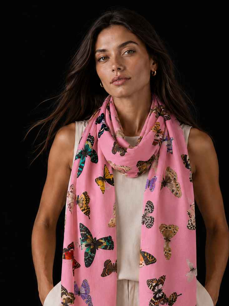 GLOWFLY CASHMERE SCARF - LIGHT CORAL