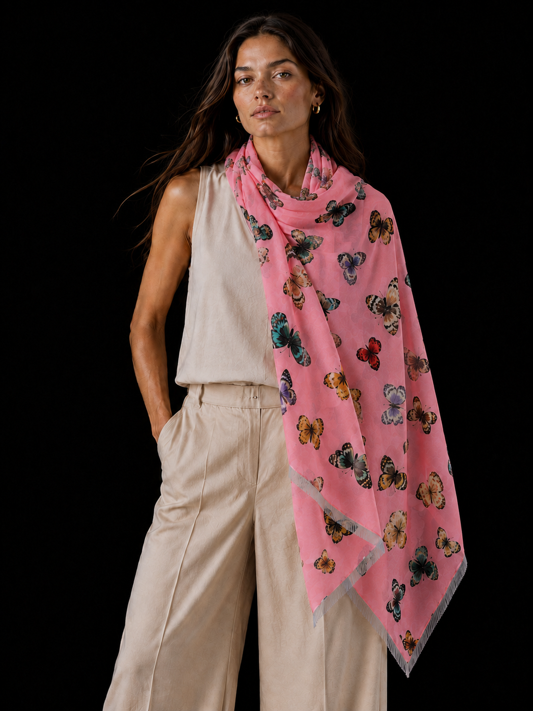 GLOWFLY CASHMERE SCARF - LIGHT CORAL