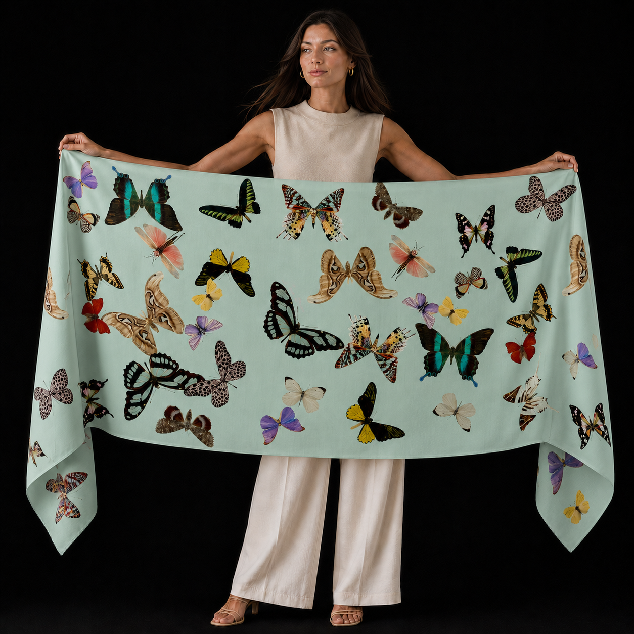 GLOWFLY CASHMERE SCARF - SAGE