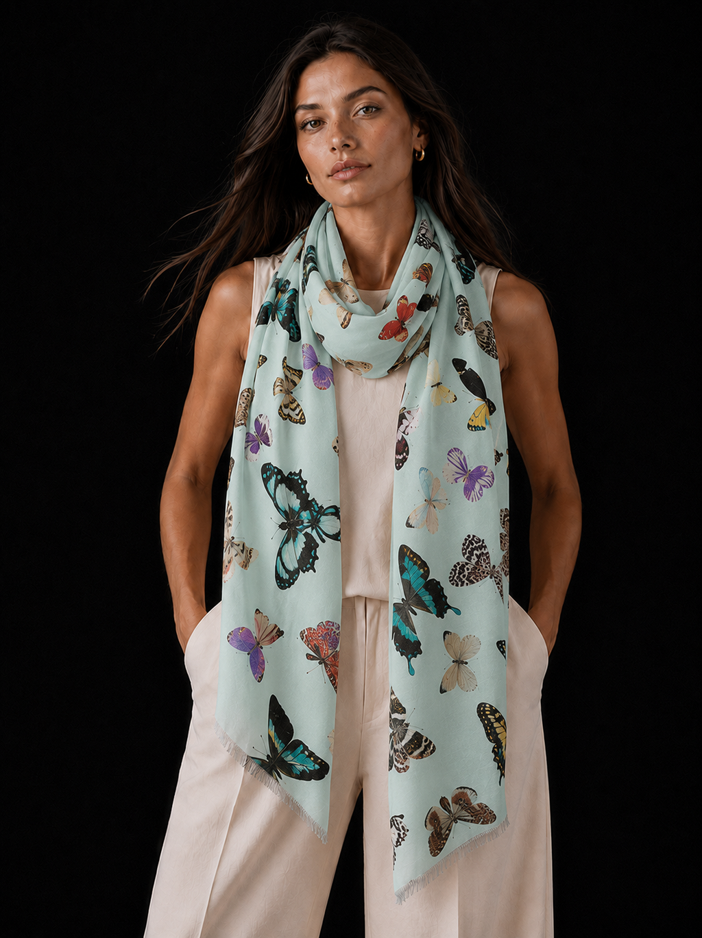GLOWFLY CASHMERE SCARF - SAGE