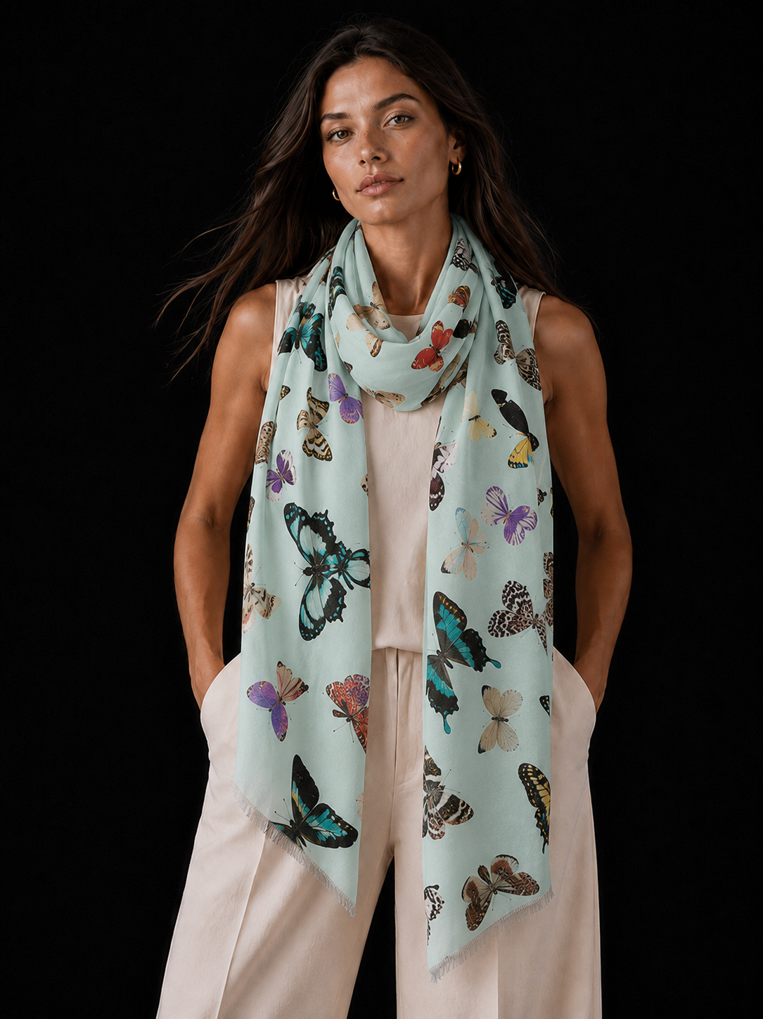 GLOWFLY CASHMERE SCARF - SAGE