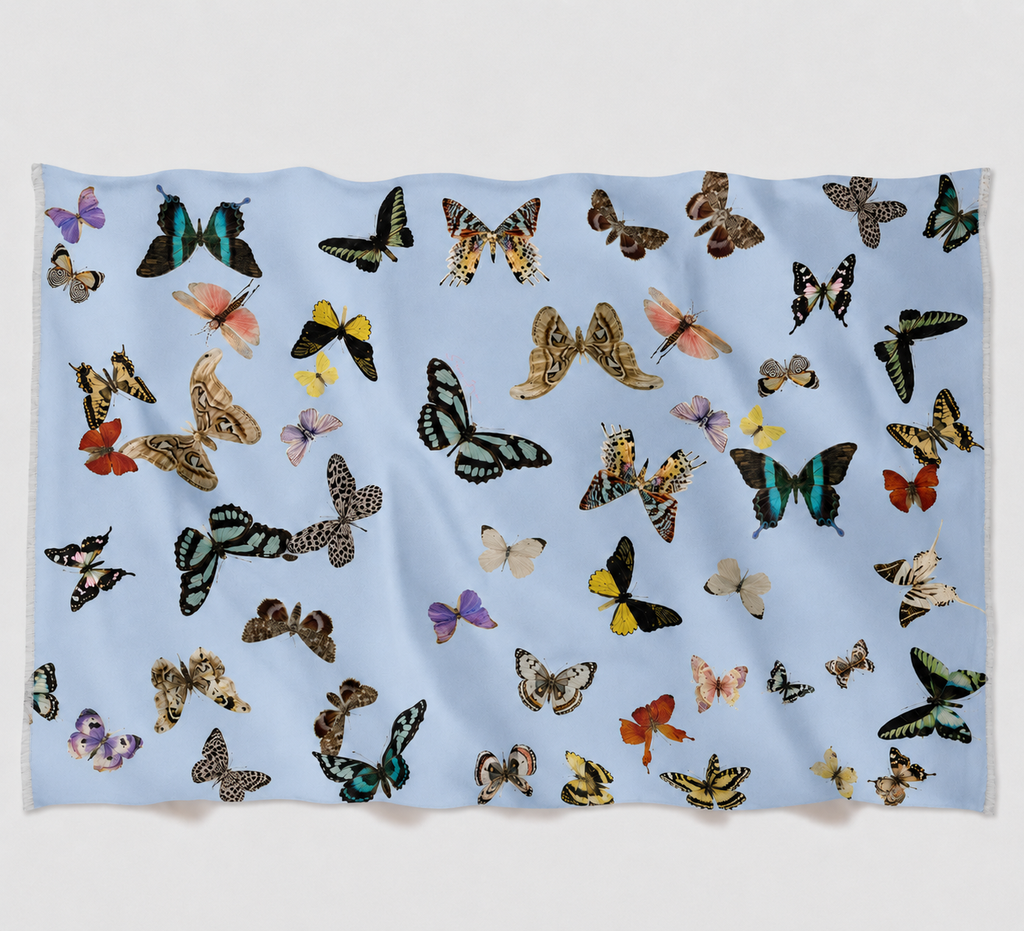 GLOWFLY CASHMERE SCARF - BLUE