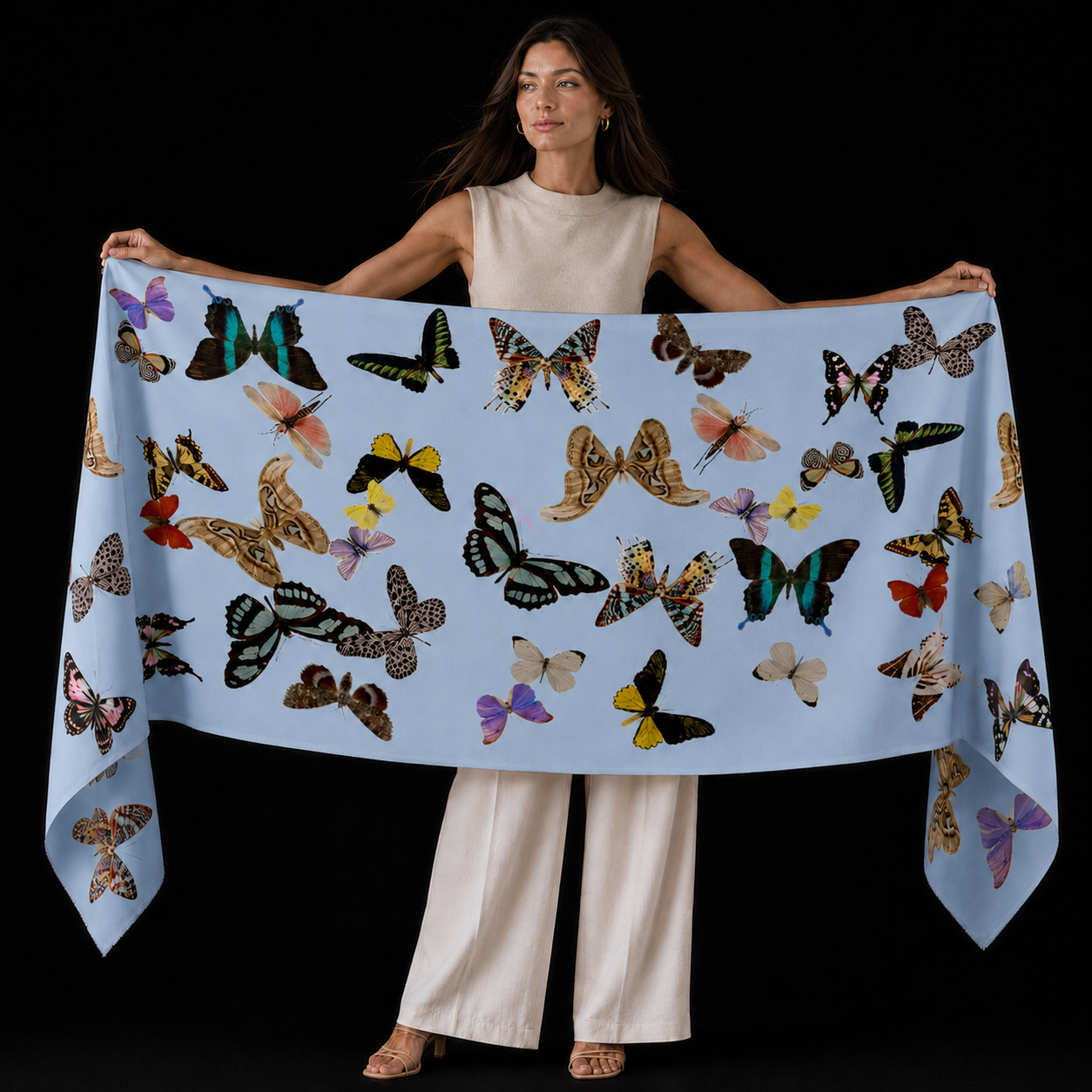 GLOWFLY CASHMERE SCARF - BLUE