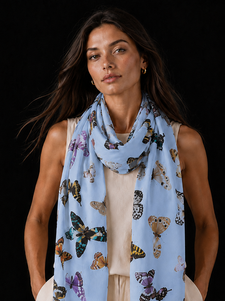 GLOWFLY CASHMERE SCARF - BLUE