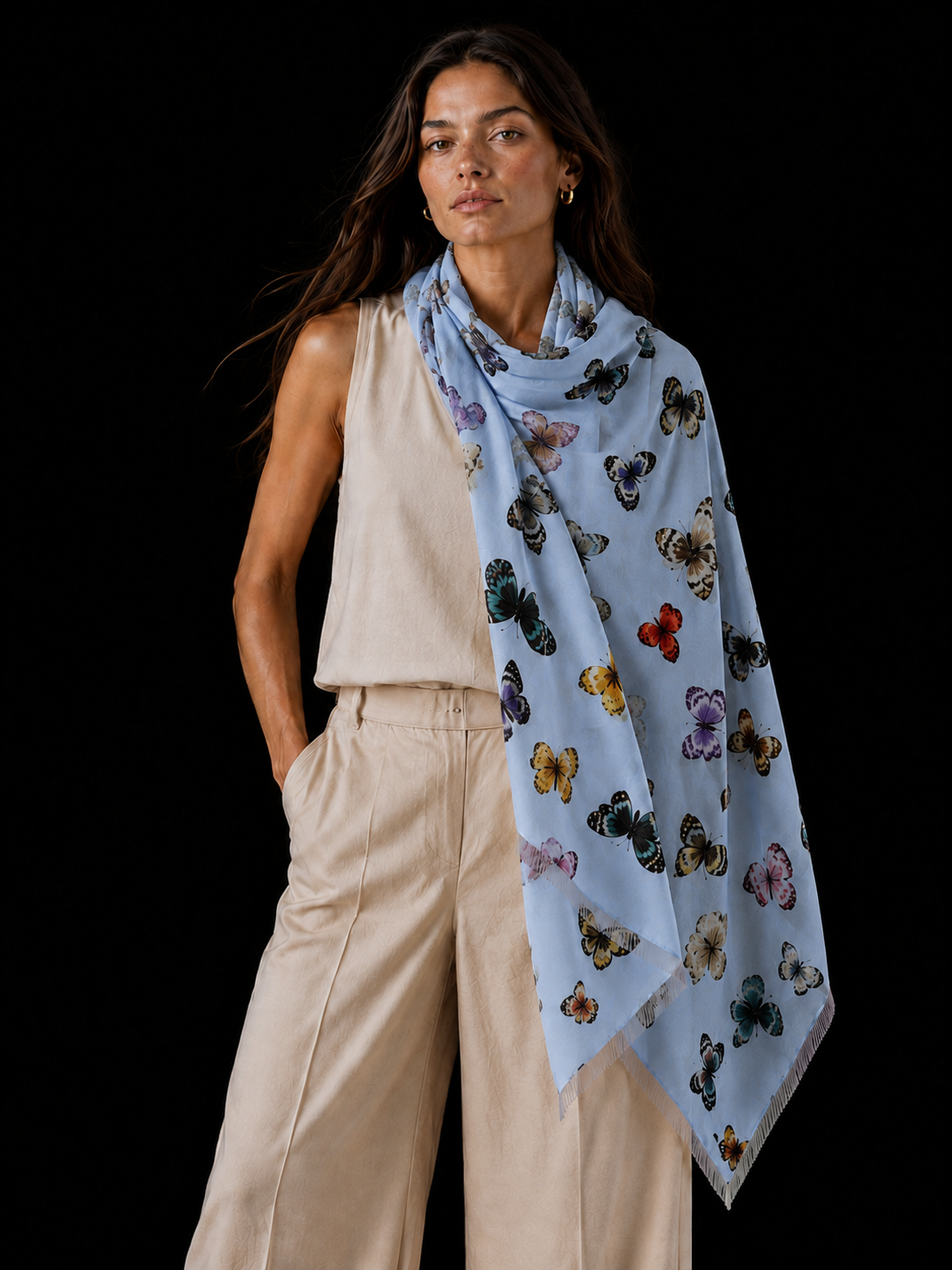GLOWFLY CASHMERE SCARF - BLUE