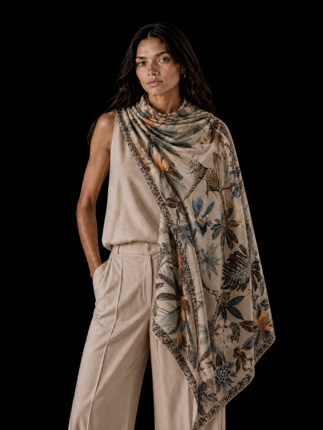 INSTINCT CASHMERE SCARF - TAUPE