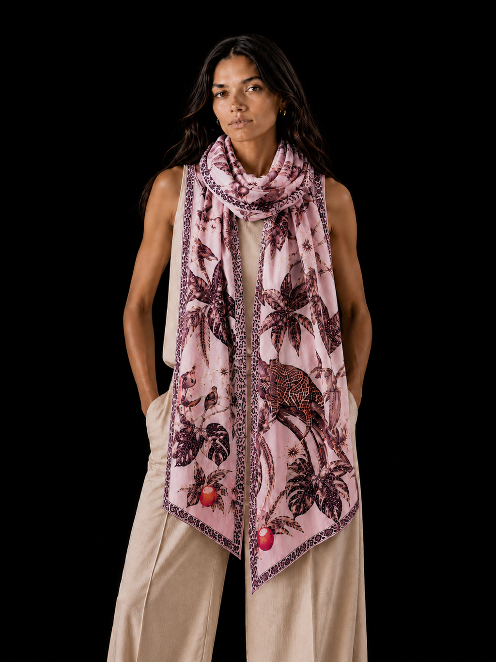 INSTINCT CASHMERE SCARF - LIGHT ROSE