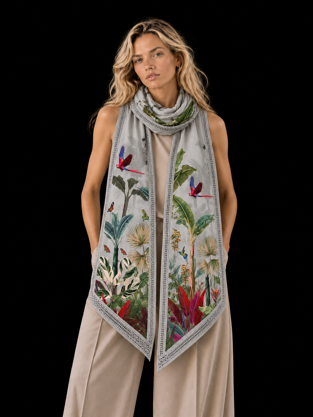 PARADISO CASHMERE SCARF - LIGHT GREY