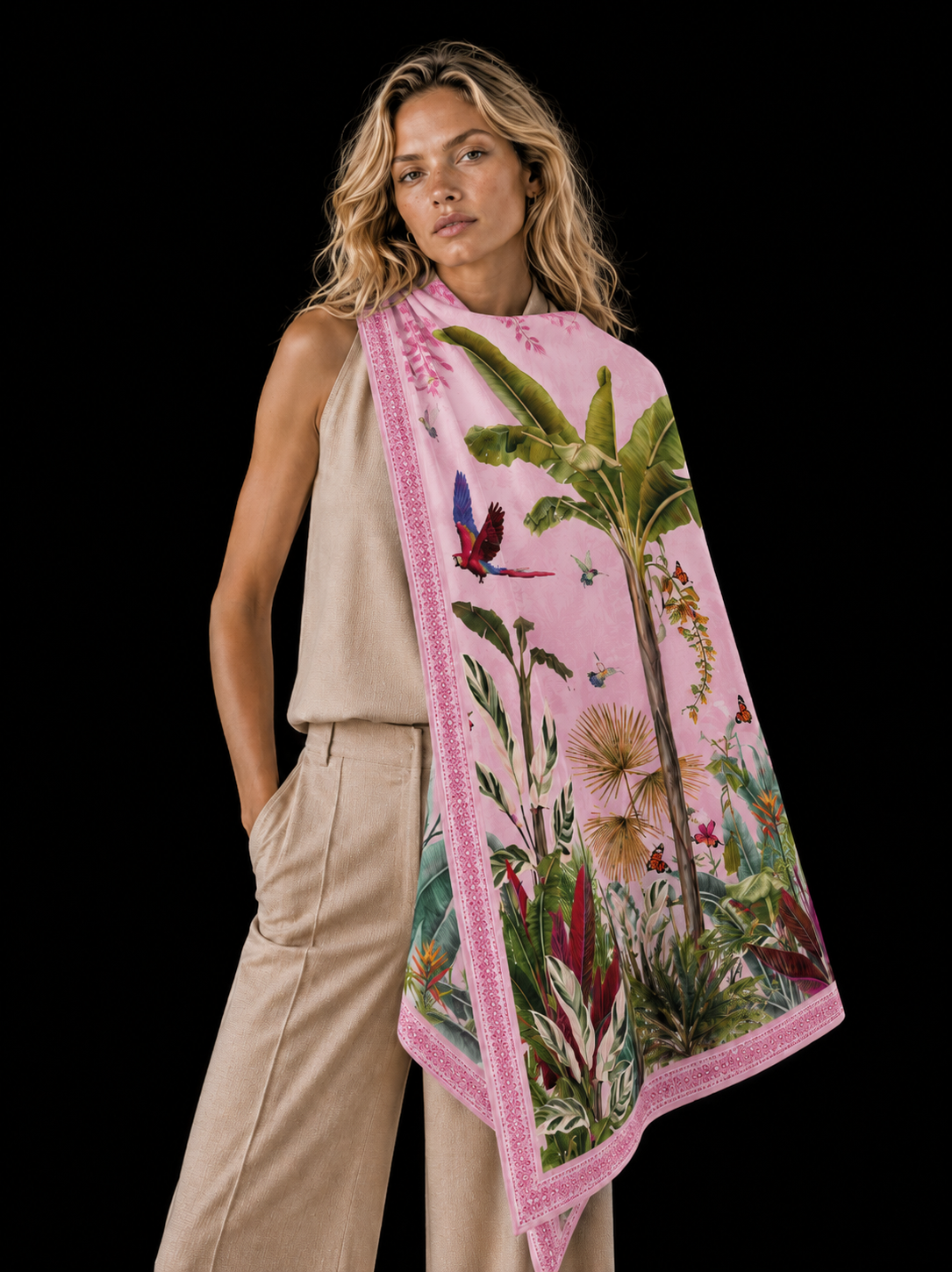 PARADISO CASHMERE SCARF - LIGHT ROSE