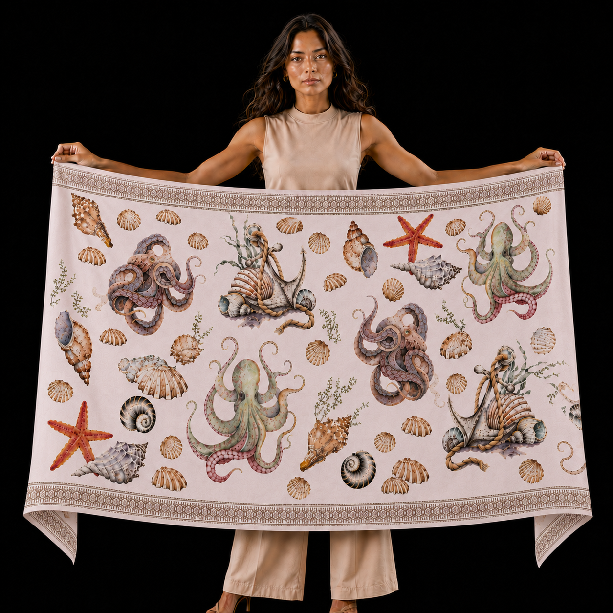 PEARL CASHMERE SCARF - OFF WHITE