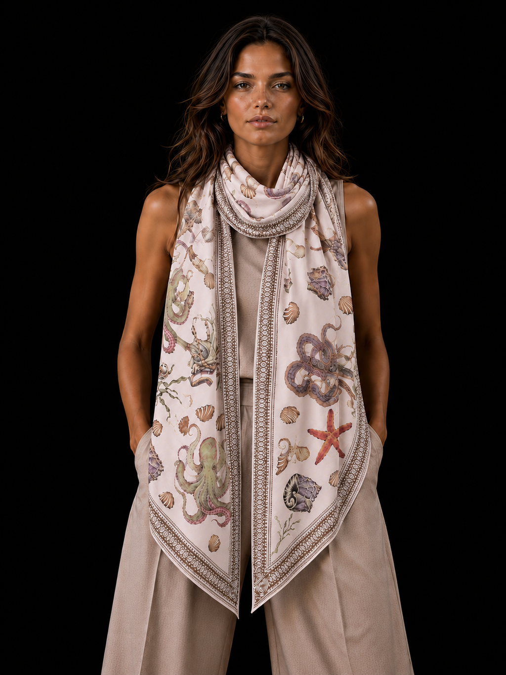 PEARL CASHMERE SCARF - OFF WHITE