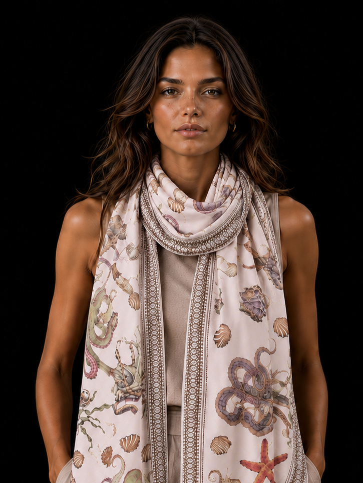 PEARL CASHMERE SCARF - OFF WHITE