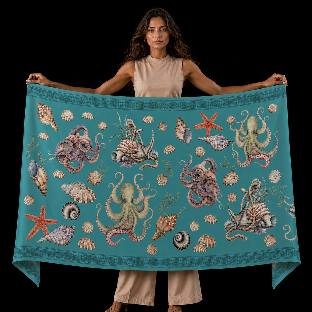 PEARL CASHMERE SCARF - BLUE GREEN