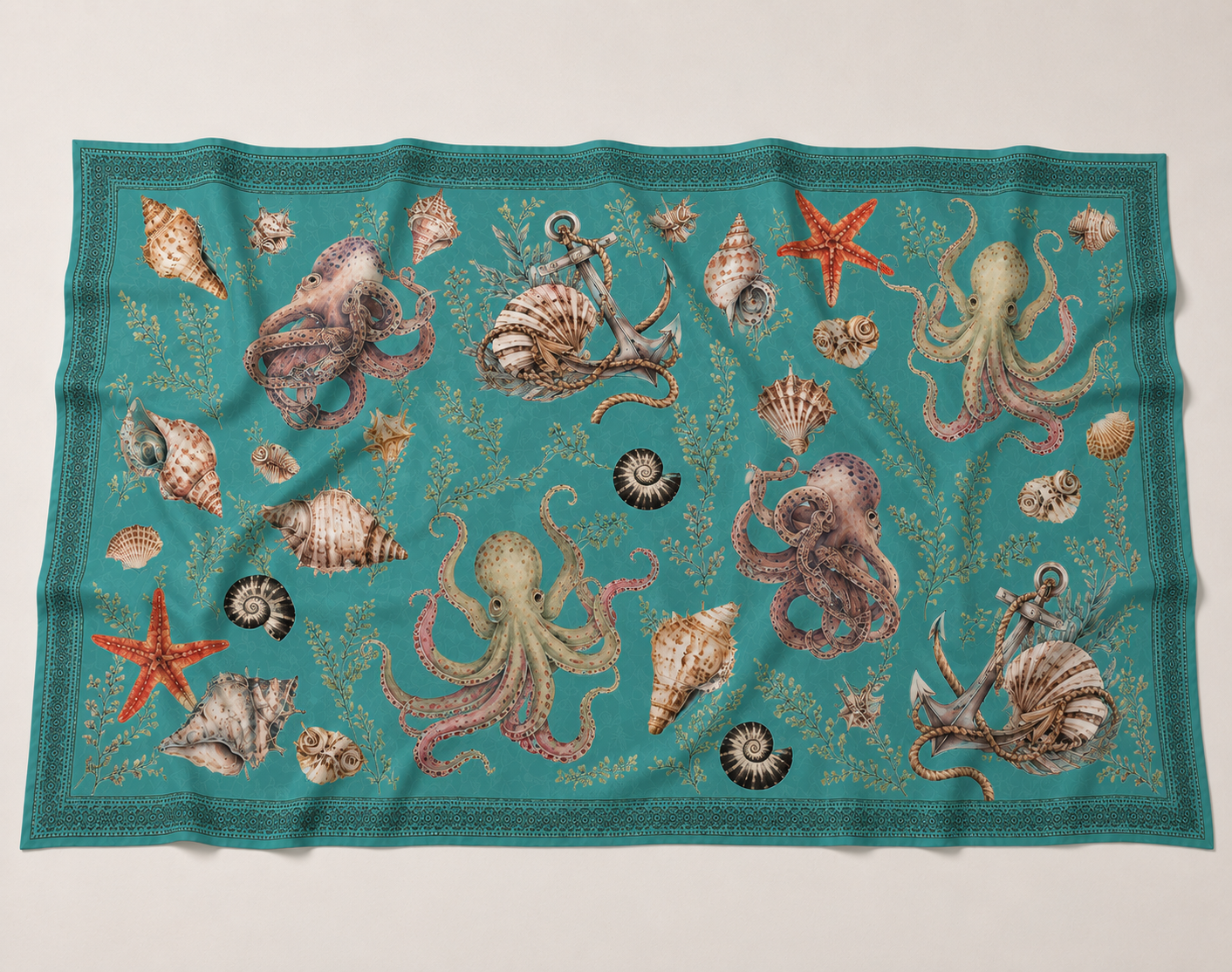 PEARL CASHMERE SCARF - BLUE GREEN