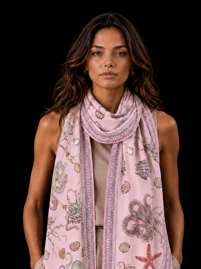 PEARL CASHMERE SCARF - LIGHT ROSE