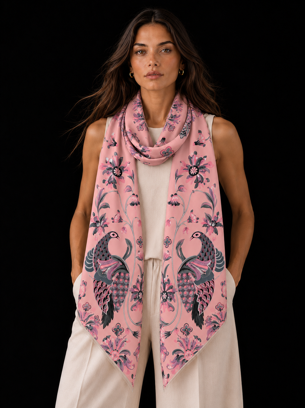 PASTELOVE CASHMERE SCARF - LIGHT ROUGE